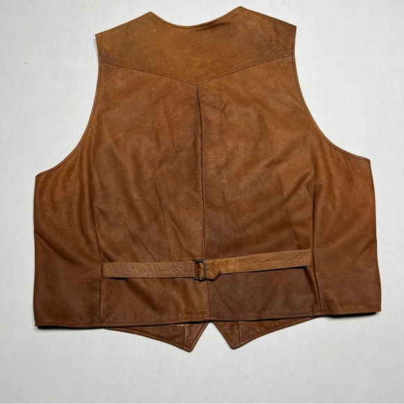 Remy Leather Men’s Brown Vest with Rustic Charm Size L - Picture 9 of 11